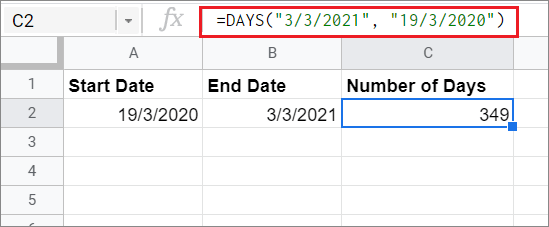 View the results for  Calculate Days Between Two Dates  In Google Sheets   