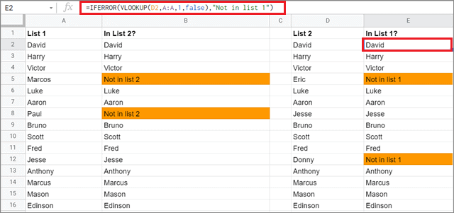 View The Result in Column E
