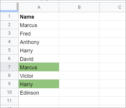 View the highlighted duplicates in google sheets