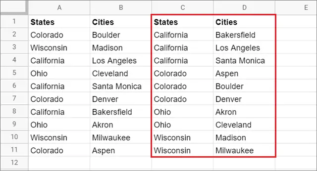 View the results for Google sheets sort multiple columns