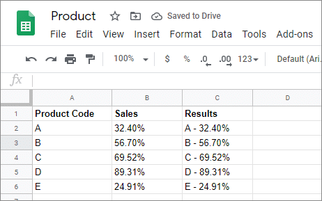 View the merge cells in google sheets