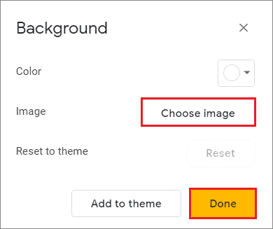 Click on Choose image, add the image, and select Done