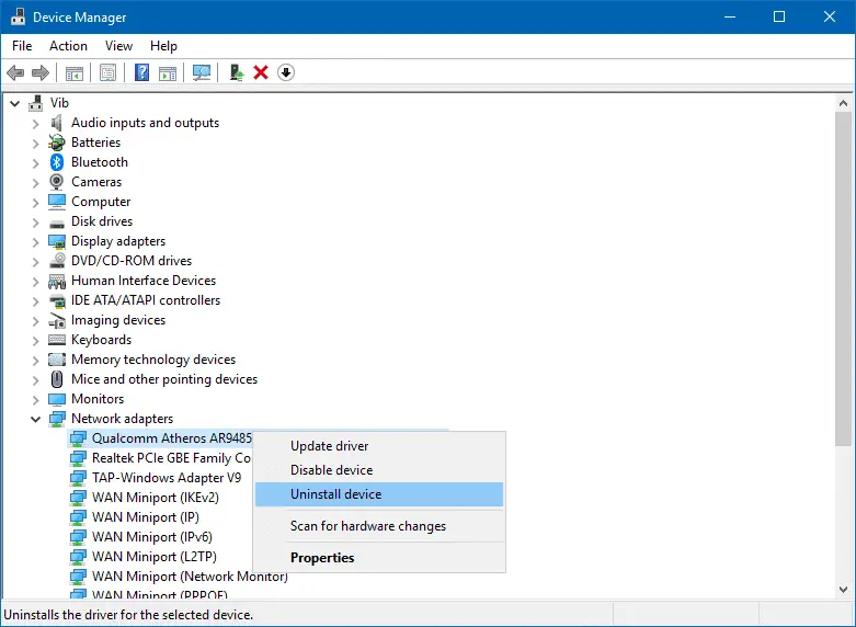 IP-error-uninstall-network-driver