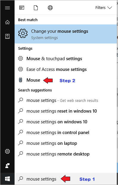 Access Mouse Settings through the Taskbar