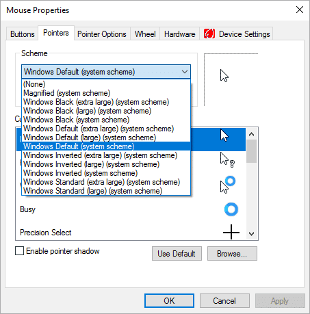 how to change mouse cursor