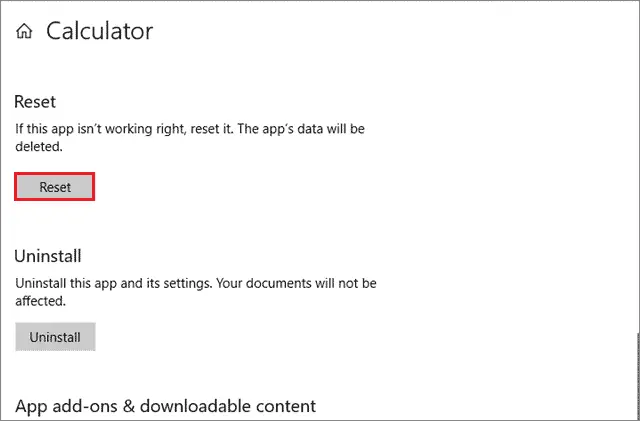 Reset the calculator when windows 10 calculator not working 